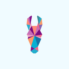 ORIGAMI head of donkey logo design Vector illustration