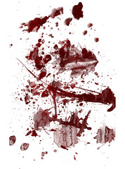 Fototapeta premium Grunge metallic textured red blood splatter pattern on white background