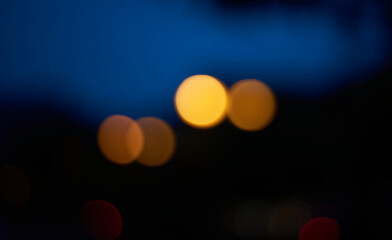 Dreamy light spots in the city at night