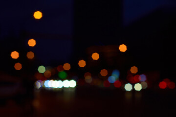 Dreamy light spots in the city at night