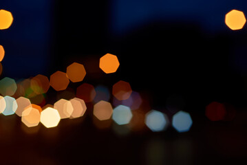 Dreamy light spots in the city at night