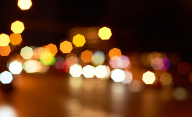 Dreamy light spots in the city at night