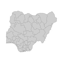 Outline political map of the Nigeria. High detailed vector illustration.
