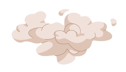 Bomb explosion, boom effect. Big bang cloud from dust and smoke. Exploding, blasting, bursting element from fume, gas, ash. Flat vector illustration of eruption, puff isolated on white background