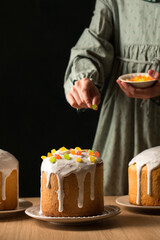 Easter cake decoration with fruit