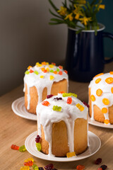 Three Easter cakes with flowers
