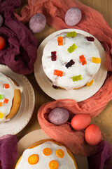 Easter cakes with jelly, top view
