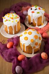 Easter cakes and colored eggs