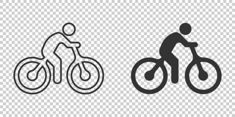 Fototapeta na wymiar Bicycle icon in flat style. Bike with people vector illustration on white isolated background. Rider business concept.