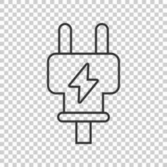 Electric plug icon in flat style. Power adapter vector illustration on white isolated background. Electrician sign business concept.