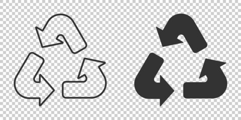 Recycle icon in flat style. Reuse vector illustration on white isolated background. Recycling sign business concept.
