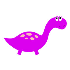 Dinosaur icon. Cute cartoon funny kawaii animal. Dino baby character. Colorful sticker. Flat design. Violet and pink color. White background. Isolated.