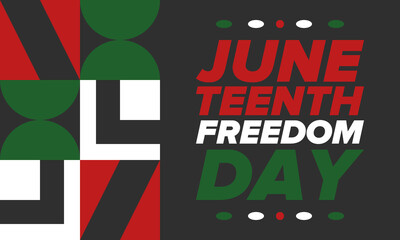 Juneteenth Independence Day. Freedom or Emancipation day. Annual american holiday, celebrated in June 19. African-American history and heritage. Poster, greeting card, banner and background. Vector