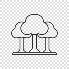 Tree icon in flat style. Forest vector illustration on white isolated background. Plant sign business concept.