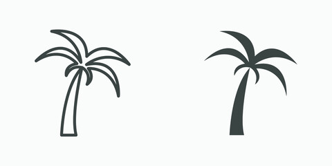 Fototapeta na wymiar palm vector icon symbol. beach, tree, ocean, summer, holiday, trip, travel, island, sea, seaside icon vector symbol