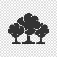 Fototapeta na wymiar Tree icon in flat style. Forest vector illustration on white isolated background. Plant sign business concept.