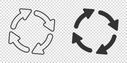 Recycle icon in flat style. Reuse vector illustration on white isolated background. Recycling sign business concept.