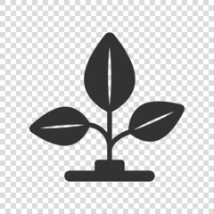 Leaf icon in flat style. Plant vector illustration on white isolated background. Flower sign business concept.