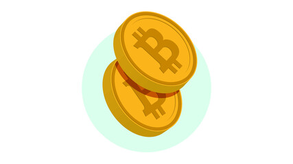 Two Gold Volume Coins of Virtual Digital Crypto Currency Bitcoin