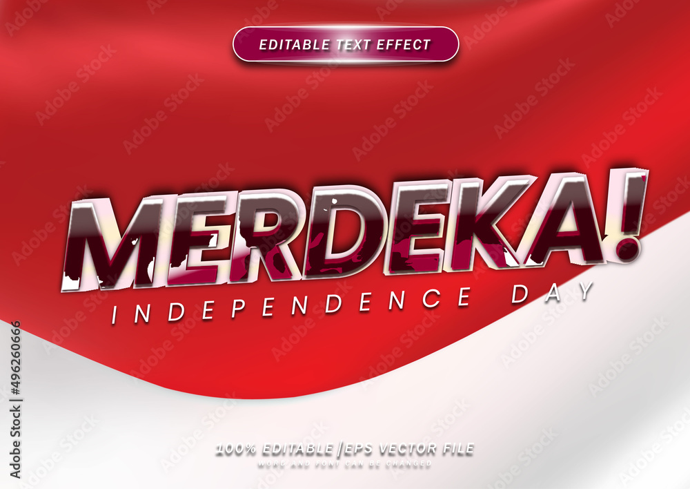 Poster merdeka text style effect. indonesian independence day text style effect