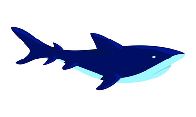 Shark semi flat color vector character. Ocean predator. Full body animal on white. Marine ecosystem. Feared hunter simple cartoon style illustration for web graphic design and animation