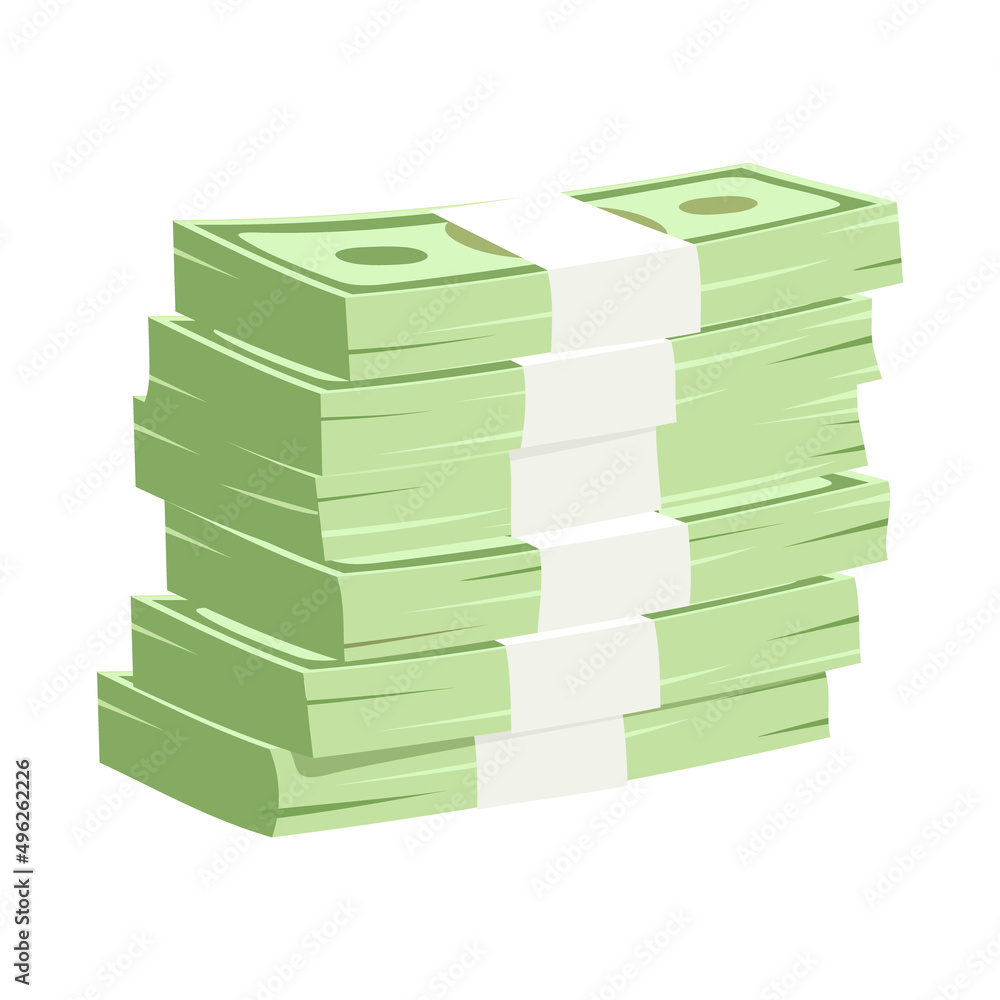 Poster bundle of money semi flat color vector object. full sized item on white. being rich. discreet wealth