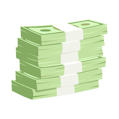 Bundle of money semi flat color vector object. Full sized item on white. Being rich. Discreet wealth. Stack of paper cash simple cartoon style illustration for web graphic design and animation