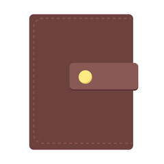 Brown leather wallet semi flat color vector object. Full sized item on white. Gift for men. High quality accessory simple cartoon style illustration for web graphic design and animation