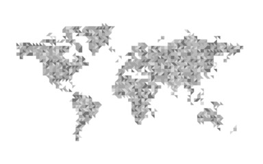 Fototapeta na wymiar World map grey triangular mosaic
