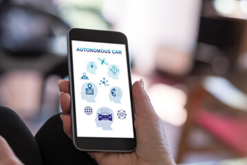 Autonomous car concept on a smartphone