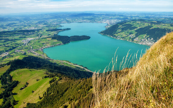Aerial view of Lake Zug from Mt Rigi, Switzerland
