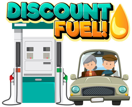 Gas station with discount fuel word logo
