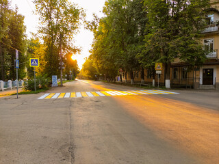 sunrise on a city street