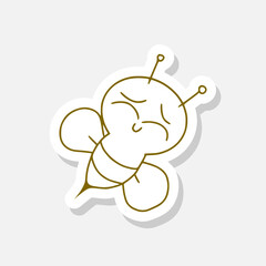 Bee hand drawn in doodle style sticker icon