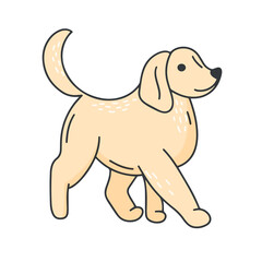 Dog isolated doodle style. Walking Labrador. Home pet icon. Animal hand drawn vector illustration