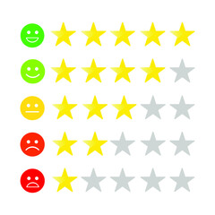 rating rating stars and emotion emoticons vector icon set eps10