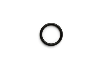Black rubber gasket seal ring isolated on white background.