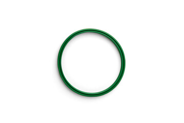 Green rubber gasket ring isolated on white background.