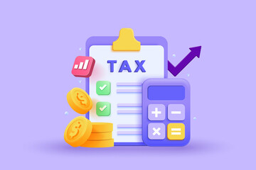 Modern 3d illustration of Tax concept