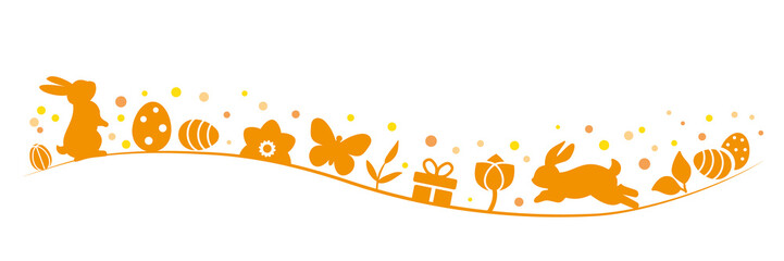 Happy easter banner yellow - decorative vector illustration