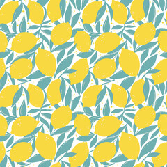 Lemon pattern, simple, hand drawn. Scandinavians citrus fruit background. Perfect for textile wallpaper posters
