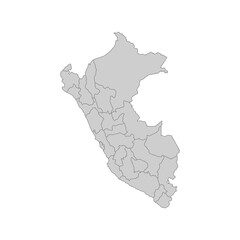 Outline political map of the Peru. High detailed vector illustration.