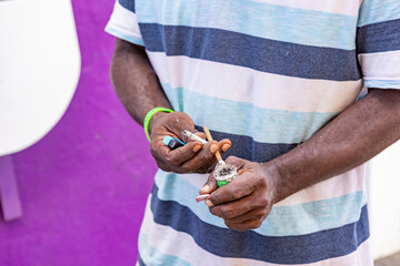 Man smoking crack in the streets of Curacao