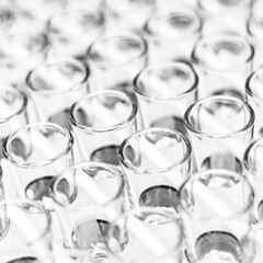 many empty glasses close up square