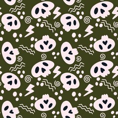 Fototapeta na wymiar Halloween seamless scull pattern for fabrics and textiles and packaging and gifts and cards and linens and kids