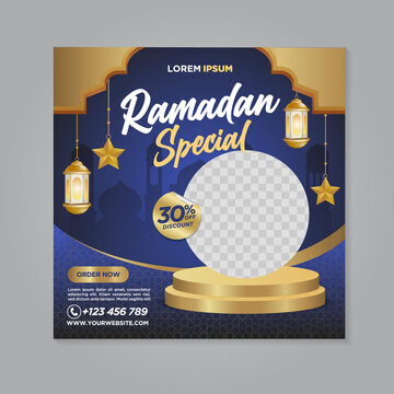 Restaurant Food Social Media Banner Post Design Template, Special Ramadan