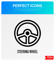 Steering wheel thin line icon. Vector illustration.