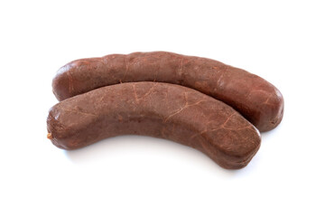 raw black pudding isolated on white background