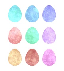 Cosmic set of watercolor Easter eggs. 