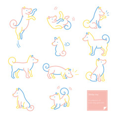 しば犬　ナチュラル線画イラスト